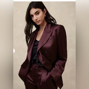 Banana Republic ISA ITALIAN SATIN BLAZER. And Isa Pleated Tapered Pants Set New